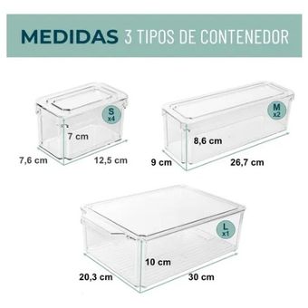 GENERICO Set 7 Organizador Refrigerador Cocina Contenedores Con Tapa