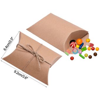 Caja estilo almohada para dulces Papel Kraft para regalo de Navidad 