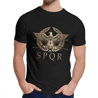 Camiseta de cuello redondo con escudo estándar del Imperio Romano SPQR Imagen Retro personaliz HON 