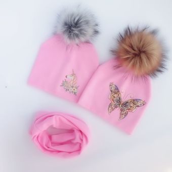 #2 butterfly pink 2 Conjunto de sombreros de bebé para ni 