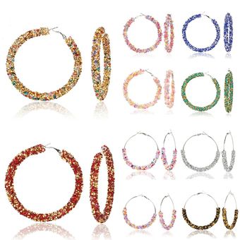 1 Par De Pendientes De Cristal De Diamante De Mujer Nuevos 