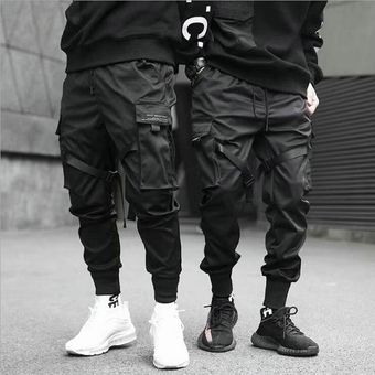 Pantalones bombachos con cintas para hombre  ropa de calle estilo Hi.. 