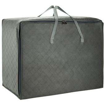 Bolsa de almacenamiento más gruesa y más grande con cremallera y asas tela no tejida de gran tamaño gris 