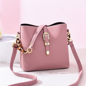 a la moda #20x11x19cm Bandolera tipo cubeta para mujer bolso cruzado de cuero PU con cierre de cinturón 
