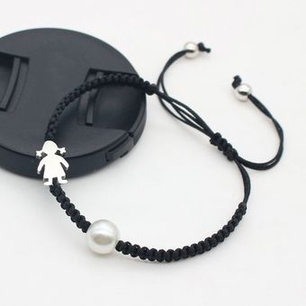 Pulsera De Mujer Acero Inoxidable Linda Niña Imitación Perla 