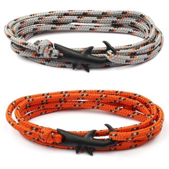 Pulsera Vikinga Tiburón Negro Cuerda Multicapa Pulsera De De Pulsera Vikinga Tiburón Negro Cuerda Multicapa Pulsera De De