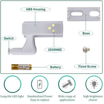 Lámpara de bisagra interior LED debajo de luces de gabinete Luces de sensor de guardarropa universal 