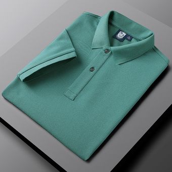 Nueva camiseta de manga corta para hombre M-5XL verde polo de solapa de negocios de alta calidad 