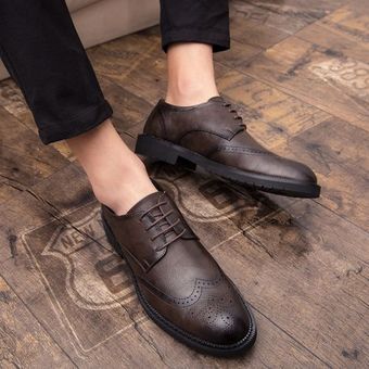 Zapatos formales para hombre de gran tamaño con cordones de cuero 