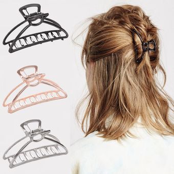 Abrazaderas de garra para el pelo geométricas para mujeres y niñas Pinza para el pelo en forma de cangrejo Luna de Color sólido accesorios para el cabello de gran tamaño 2 S rose gold 