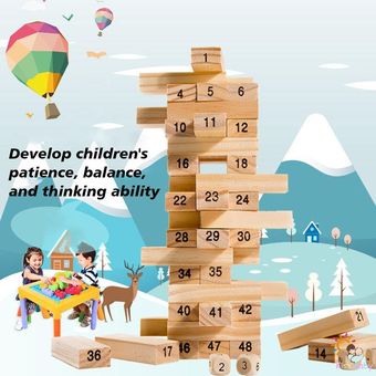 54 piezas de madera de construcción de niños digitales de 