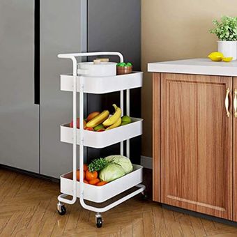 Carrito Organizador De Cocina 3 Niveles Multiusos Color Negro