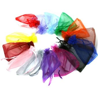 10 unidslote boda decoración de bolsas de joyería de Organza Color 