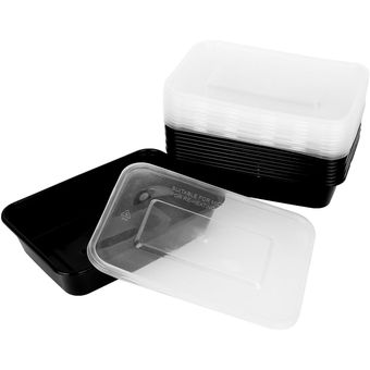 80pcs 16 oz para microondas Alimentos de preparación de comidas para llevar contenedores de almacenamiento de cajas de almuerzo con tapas-Black 