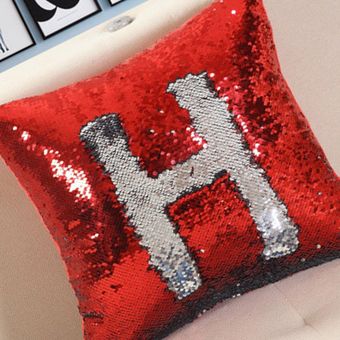 40 40 cm de la funda de almohada decorativa de lentejuelas almohada cojín del sofá de la cubierta para el hogar del coche rojo y plata-H 