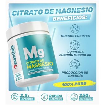 Citrato de Magnesio Polvo 250gr Essentials