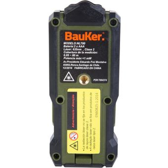 Medidor digital láser 12x6x18 cm plástico plateado Bauker 