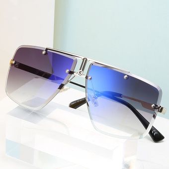 Square Metal Frame Gradient Sunglasses Men Women Retro 