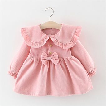 Otoño de manga larga princesa bebé niñas vestido 0-3 años ropa para niños arco lindo vestido de niñas recién nacidas ropa 
