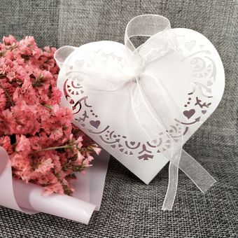 Cajas de R Cajas de grageas en forma de corazón para dulces de boda 