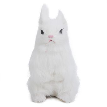 Mini conejo de peluche realista Animal realista Pascua hogar adorno ul 