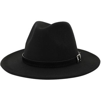 Sombrero de sol clásico para mujer sombrero de fieltro para hombre # LR1 2020 DJL ala ancha informal de imitación #Black disquete de fieltro 