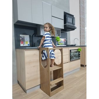 Torre De Aprendizaje En Roble Natural 100% - Kids Decor Colombia