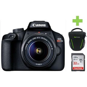 Cámara Canon EOS Rebel T100 +lente 18 55mm+SD 32GB+Bolso-Negro