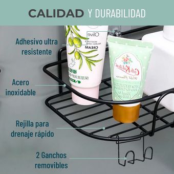CASATUA Organizador De Ducha Repisa Baño Adhesivo Set 2 Inoxidable - Blanco