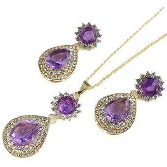 Allison Abel Crystal Gold Jewelry Set Mujer Encantadora De 