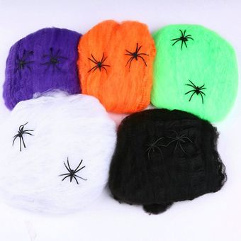 Spider Spider Web Cobweb con araña para bar Haunted House organizó la decoración de la decoración de Halloween Party Decoration Supplies 