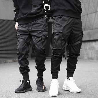 Streetwear pantalones Cargo Hip Hop Casual Multi bolsillos Harem Pan 