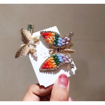 horquillas de diamantes de imitación accesorios para el cabello con perlas de cristal y mariposas pasadores de flores Pinzas de pelo para mujer lazos 