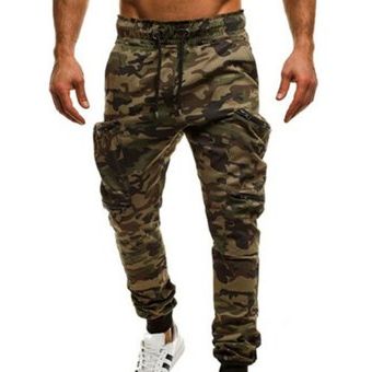 Pantalón chándal holgados de camuflaje para hombrescon bolsillo 