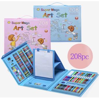 Kit De Colores 208 Piezas Juego Arte Y Dibujo Creativo Rosa. GENERAL