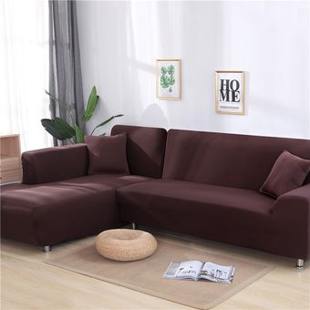 #Candy Purple De Color sólido para sofá fundas para habitación Spandex elástico esquina cubierta de sofá elástico fundas en forma de L necesita comprar 2 uds sofá cubre 