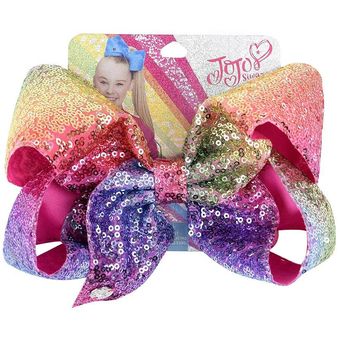 nudo de Boutique hecho a mano accesorios para el cabello con Clip para el pelo JoJo siwa de arco iris de lentejuelas de 8 pulgadas para niña y niño lazo Jumbo para el pelo 