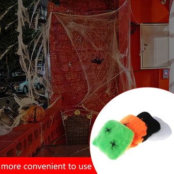 Elástica Telaraña Telaraña con la araña para la barra de la casa encantada Dispuesta Suministros partido de la decoración de la decoración de Halloween 