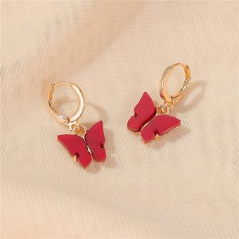 Lindo Mariposa Dorp Pendientes De Las Mujeres Animales Azul 