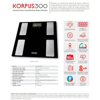 Bascula - Peso Balanza Digital Con Monitor De Grasa Corporal