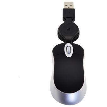 CHUYI-ratón óptico retráctil con cable USB para niños Mini ordenado 