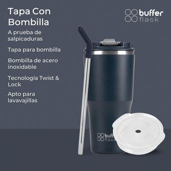 Mug Vaso Termo Para Agua Cafe 570ml Buffer Acero Inox +tapas