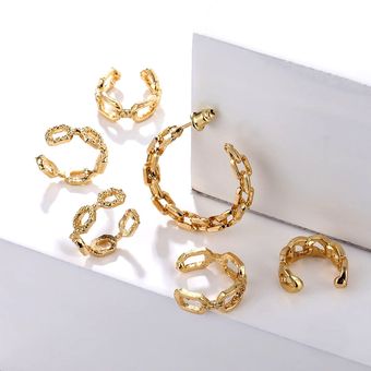 Vkme Punk Cadena Larga Y Gruesa Pendientes Verticales Joyas 