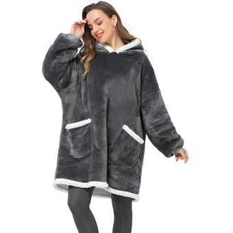 Oversized Hoodies Sweatshirt Women Winter Hoodies Fleece Giant TV Blanket With Sleeves Pullover Oversize Women Hoody Sweatshirts #TV170 Grey 