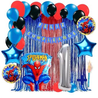 Set De Decoración Cumpleaños Spiderman Niños Globos