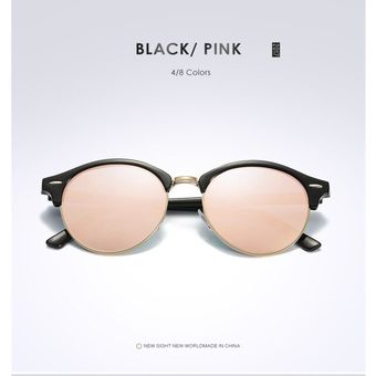 Classic Half Frame Club Round Sunglasses Polarized Womens 