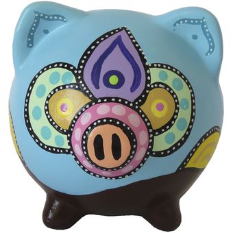 Chancho alcancía pintado a mano decoración 