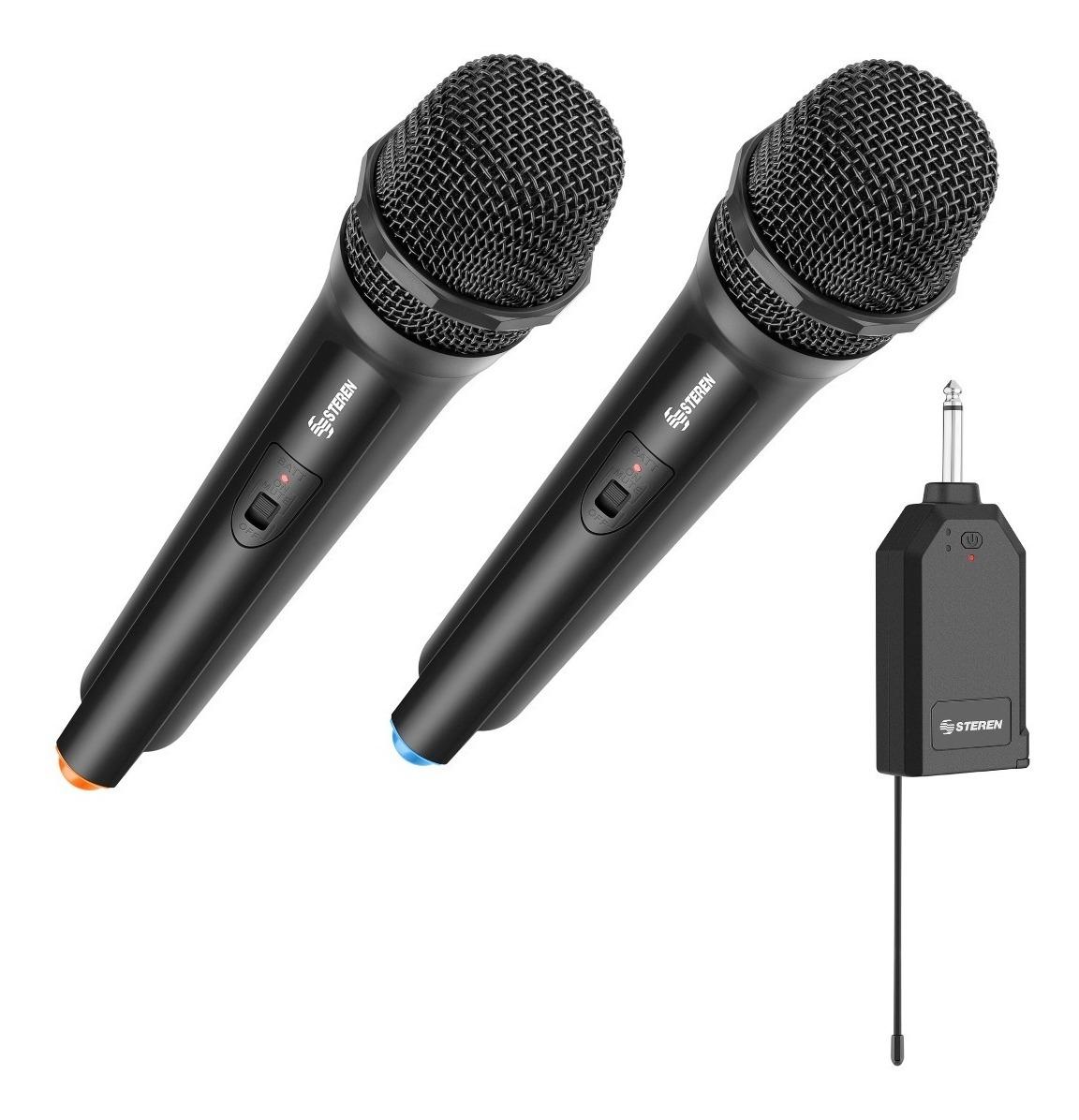 Sistema de 2 micrófonos inalámbricos con receptor VHF