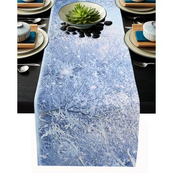 Caminos de mesa de copos de nieve azules decoración de mesa camino 