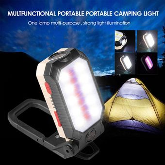 Multifunción USB recargable COB Luz de trabajo LED Linterna camping 